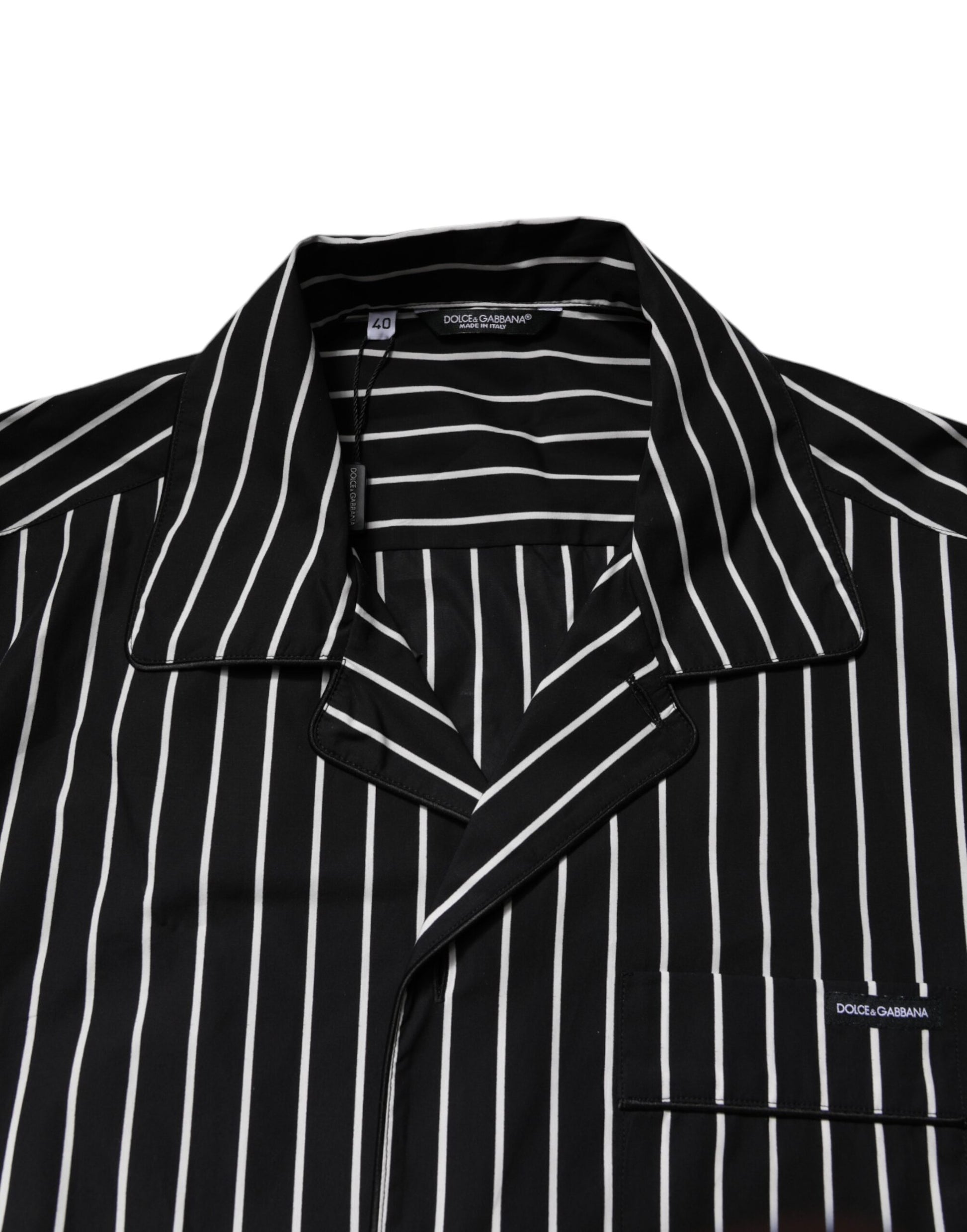 Dolce & Gabbana Black White Stripes Cotton Men Pajama Set Sleepwear - ClickThatClicks 