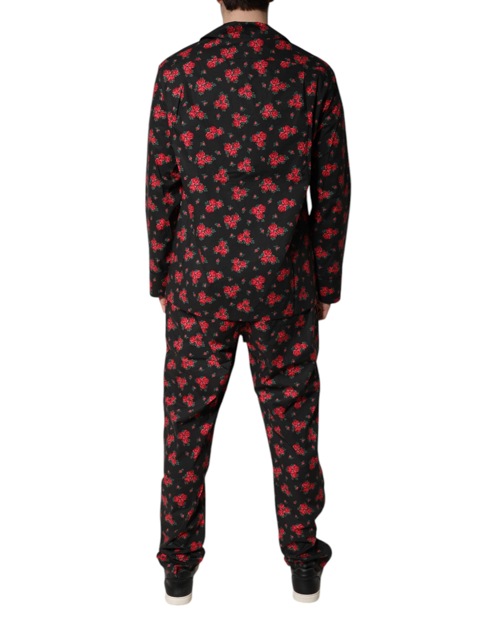 Dolce & Gabbana Black Floral Print Cotton Men Pajama Set Sleepwear - ClickThatClicks 