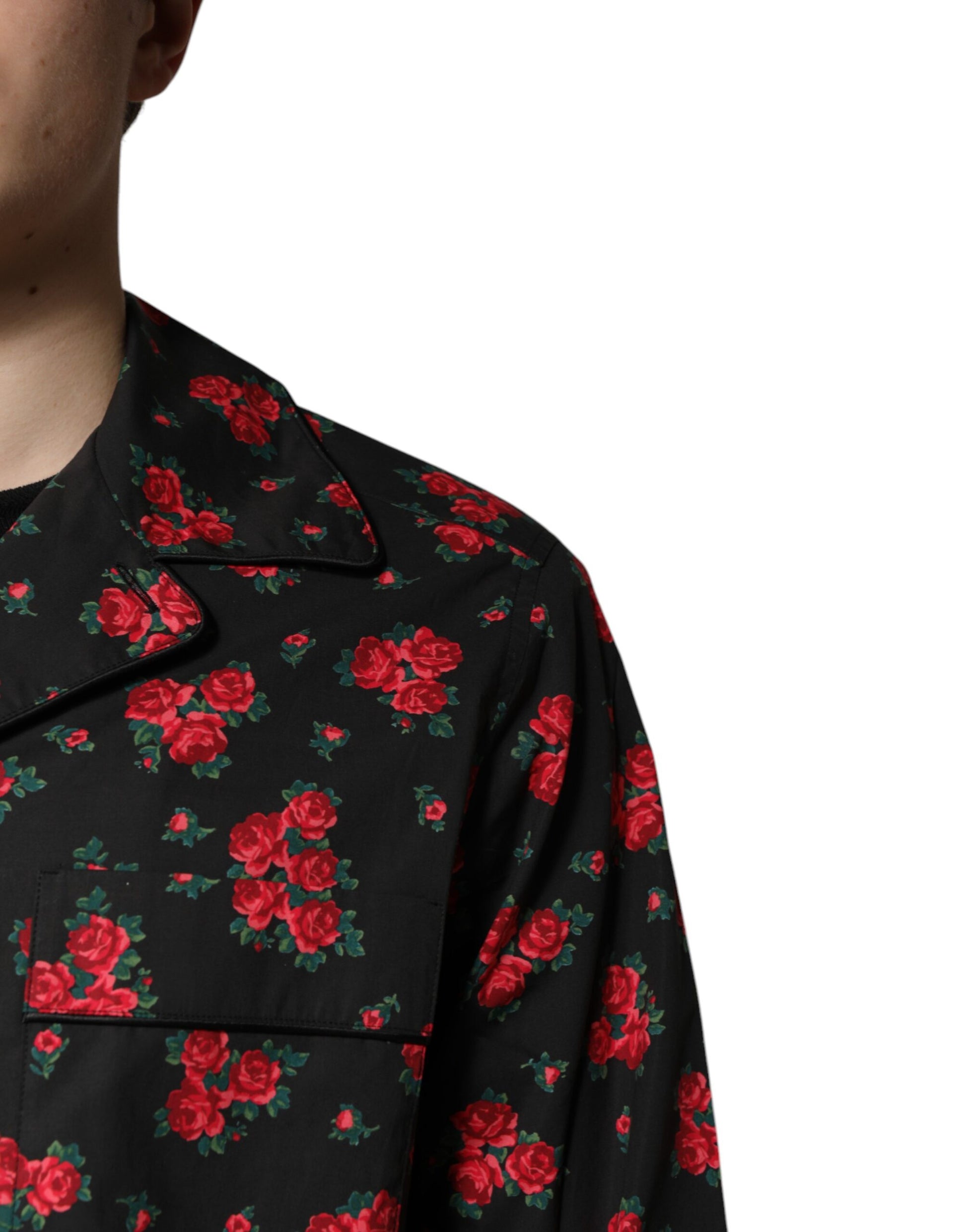 Dolce & Gabbana Black Floral Print Cotton Men Pajama Set Sleepwear - ClickThatClicks 