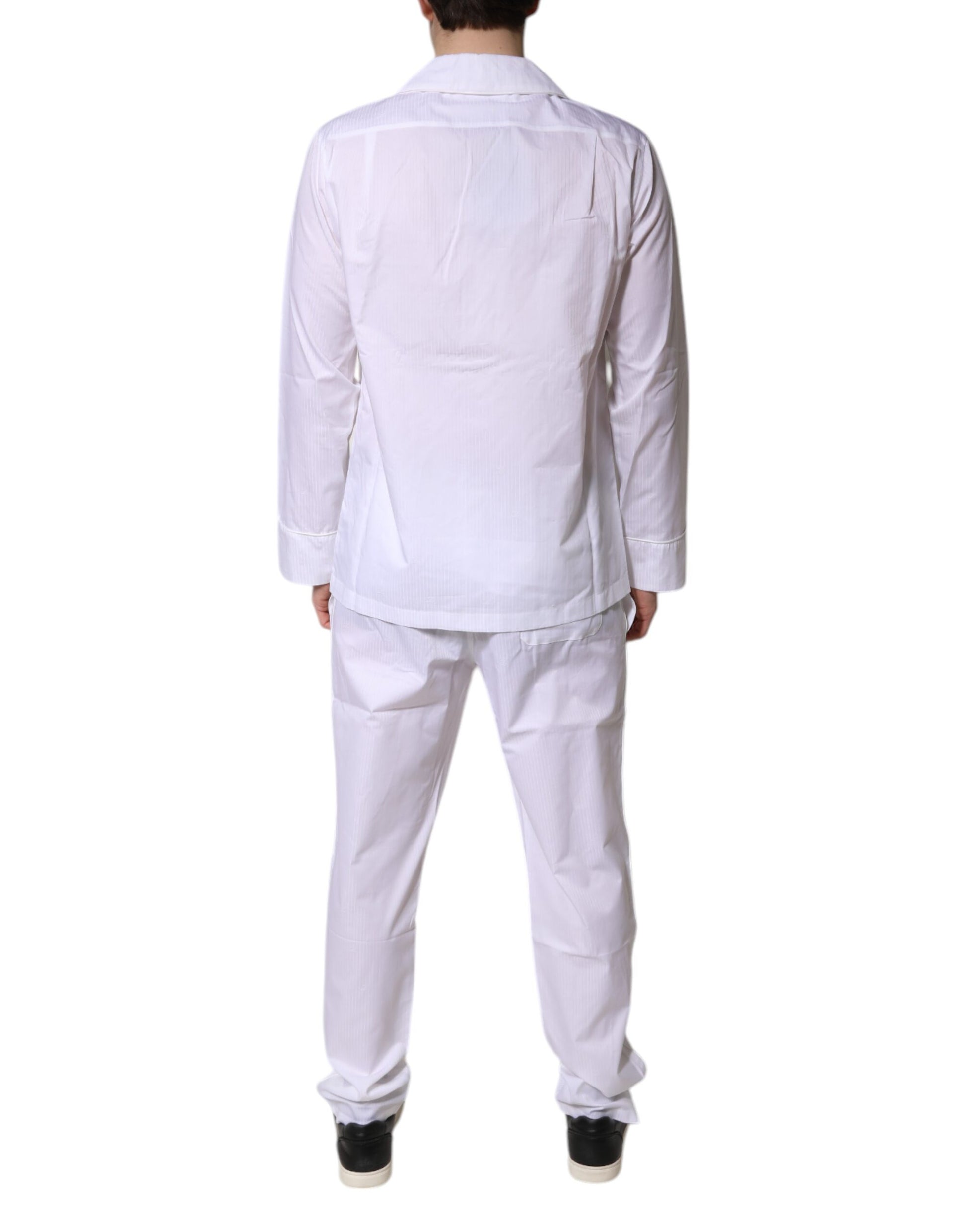 Dolce & Gabbana White Cotton Shirt Pants Pajama Set Sleepwear - ClickThatClicks 