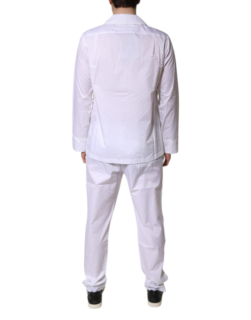 Dolce & Gabbana White Cotton Shirt Pants Pajama Set Sleepwear - ClickThatClicks 