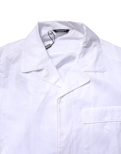 Dolce & Gabbana White Cotton Shirt Pants Pajama Set Sleepwear - ClickThatClicks 