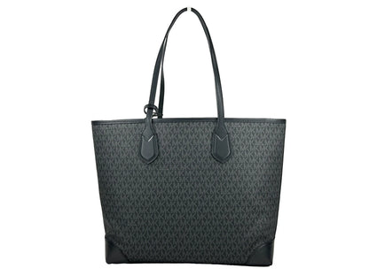 Michael Kors Eva Large Stripe Travel Tote Bag Plus Pouch Black
