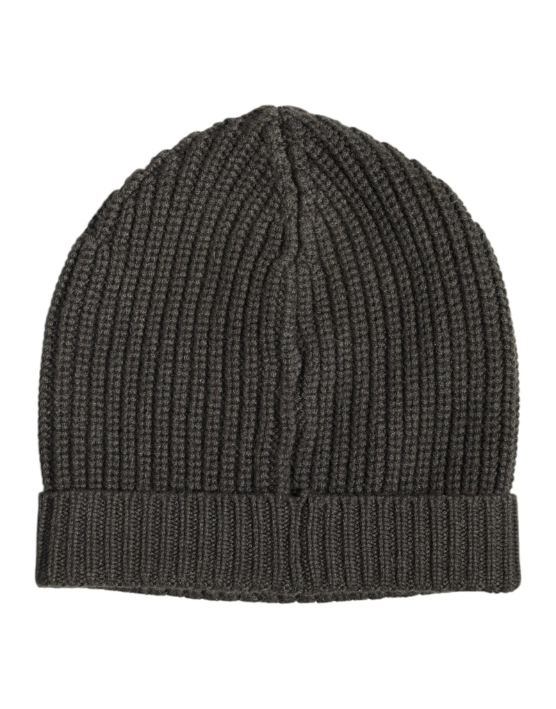 Dolce & Gabbana Dark Gray Cashmere Knit Winter Beanie Hat