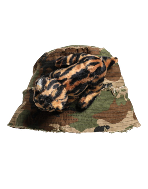 Dolce & Gabbana Multicolor Leopard Embellish Wide Brim Bucket Hat - ClickThatClicks 