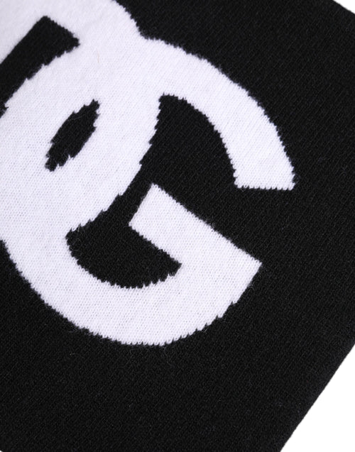 Dolce & Gabbana Black White Logo Print Knitted Neck Warmer Scarf - ClickThatClicks 