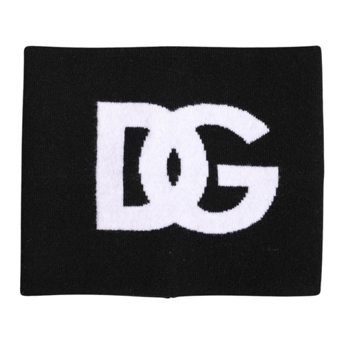 Dolce & Gabbana Black White Logo Print Knitted Neck Warmer Scarf - ClickThatClicks 