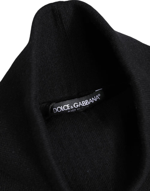 Dolce & Gabbana Black Cashmere Knitted Neck Warmer Foulard Scarf - ClickThatClicks 