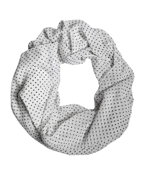 Dolce & Gabbana White Polka Dots Polyester Wrap Shawl Scarf - ClickThatClicks 