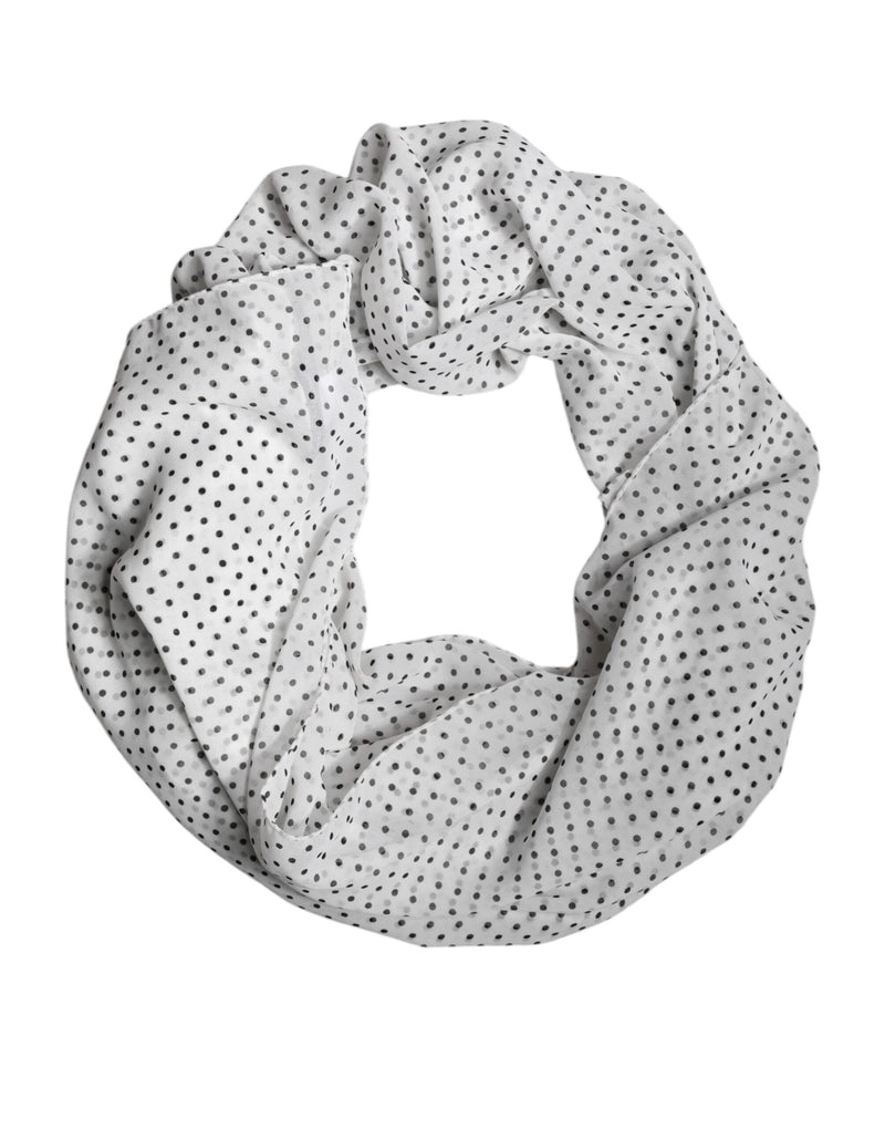 Dolce & Gabbana White Polka Dots Polyester Wrap Shawl Scarf