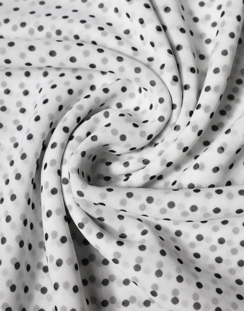 Dolce & Gabbana White Polka Dots Polyester Wrap Shawl Scarf - ClickThatClicks 
