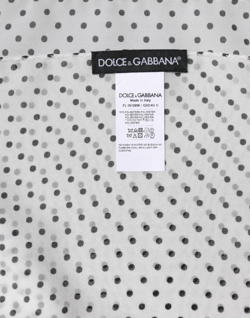 Dolce & Gabbana White Polka Dots Polyester Wrap Shawl Scarf - ClickThatClicks 