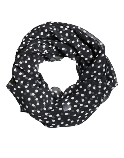 Dolce & Gabbana Black Polka Dots Polyester Wrap Shawl Scarf - ClickThatClicks 