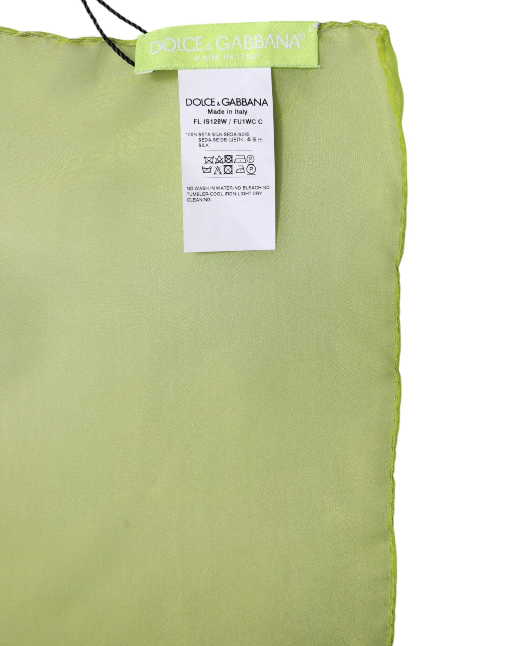 Dolce & Gabbana Green Silk Rectangle Wrap Shawl Neck Warmer Scarf - ClickThatClicks 