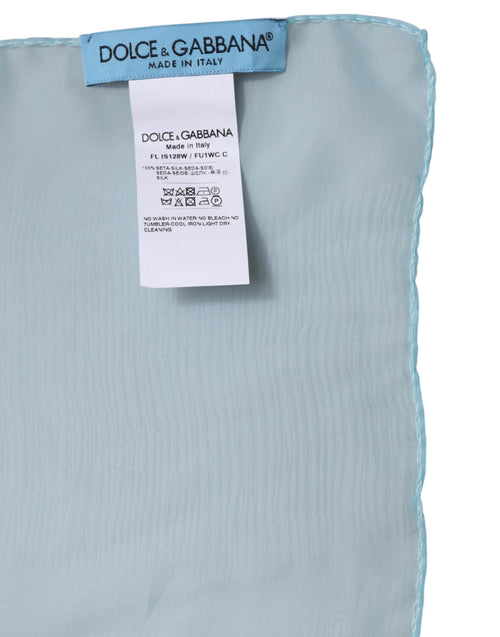 Dolce & Gabbana Light Blue Silk Rectangle Wrap Shawl Scarf - ClickThatClicks 