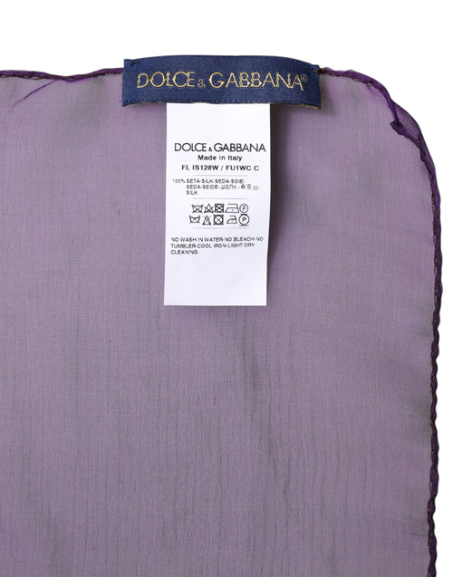 Dolce & Gabbana Purple Silk Rectangle Wrap Shawl Scarf - ClickThatClicks 