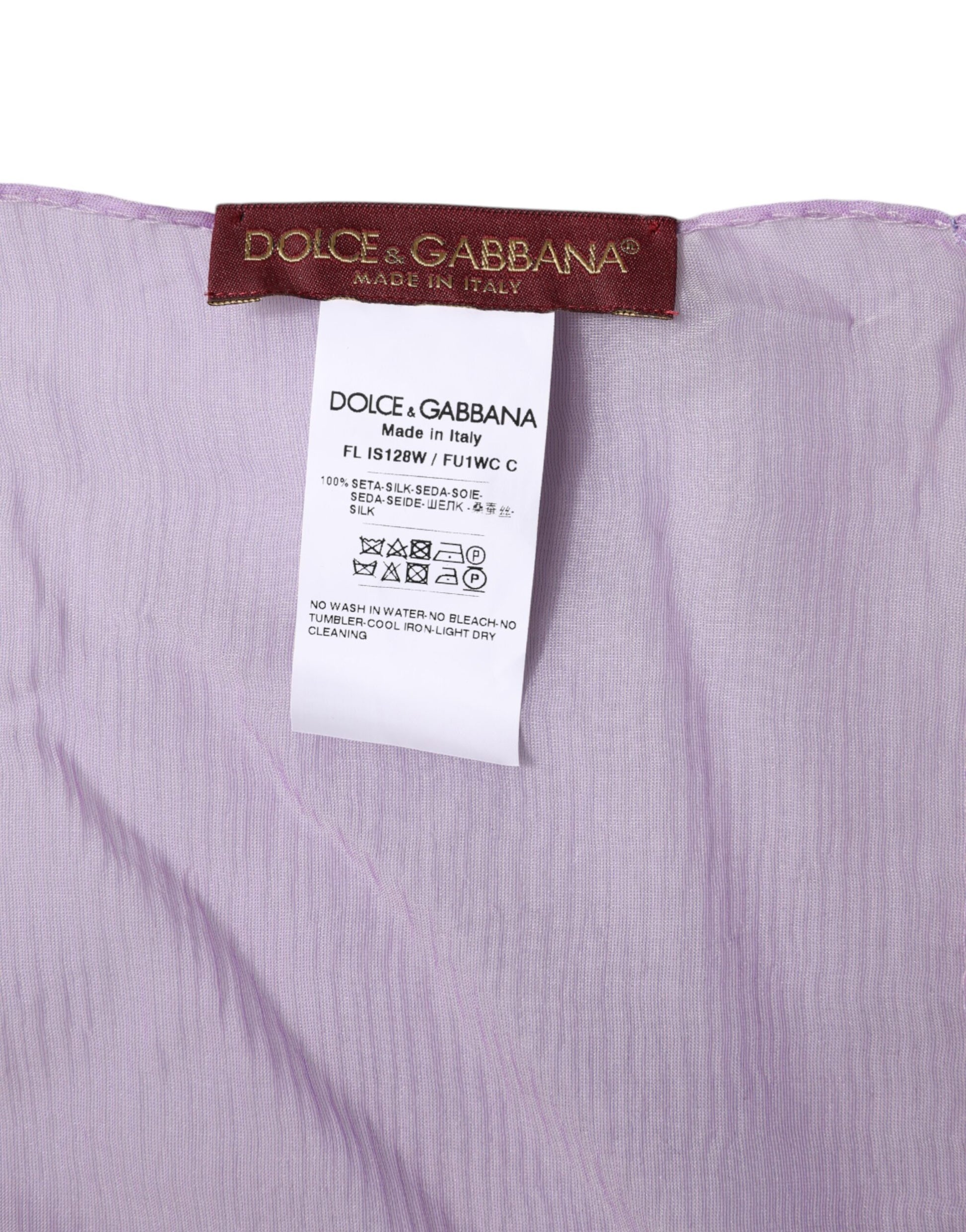 Dolce & Gabbana Purple Silk Rectangle Wrap Shawl Scarf - ClickThatClicks 