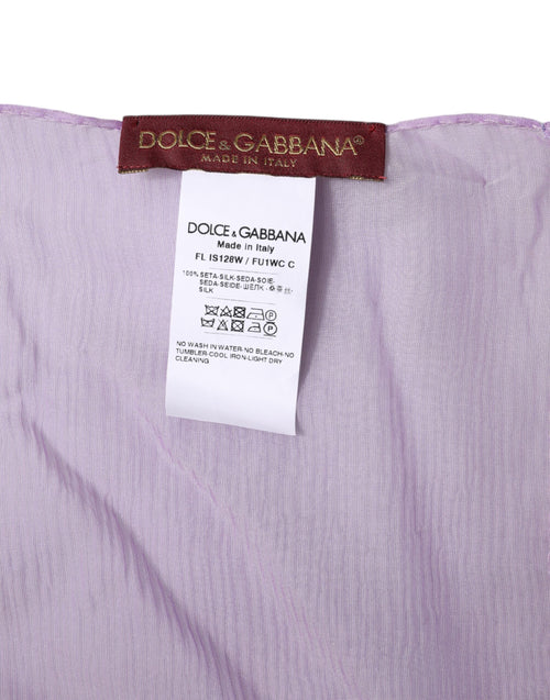 Dolce & Gabbana Purple Silk Rectangle Wrap Shawl Scarf - ClickThatClicks 
