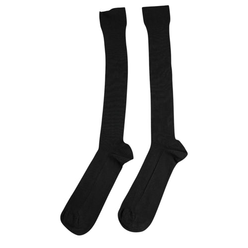 Dolce & Gabbana Black Viscose Logo Over The Calf Socks - ClickThatClicks 