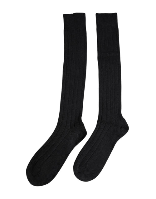 Dolce & Gabbana Black DG Logo Print Over The Calf Socks - ClickThatClicks 