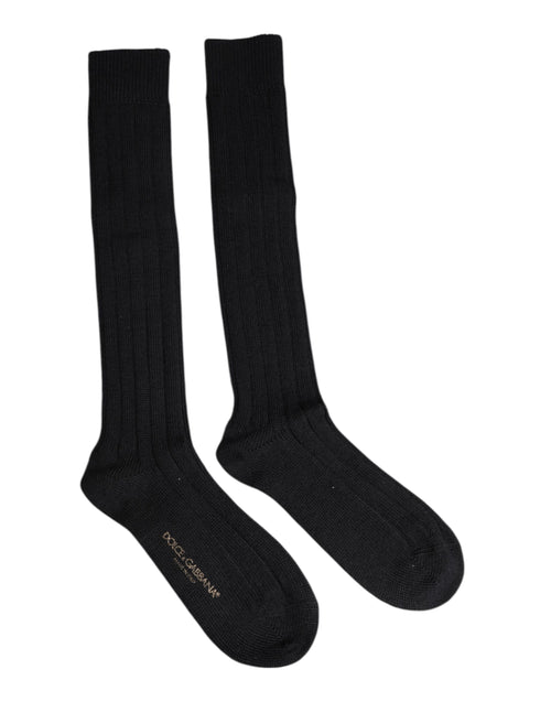 Dolce & Gabbana Black DG Logo Print Over The Calf Socks - ClickThatClicks 