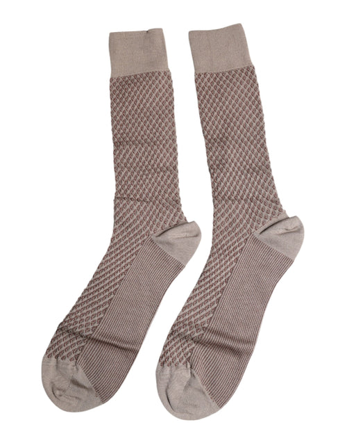 Dolce & Gabbana Brown Solid DG Logo Mid Calf Men Socks - ClickThatClicks 