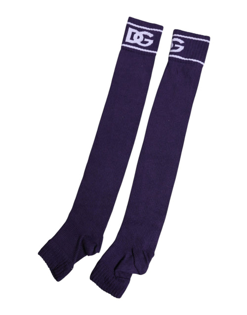 Dolce & Gabbana Purple Cotton DG Logo Print Open Toe Socks - ClickThatClicks 