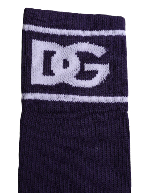 Dolce & Gabbana Purple Cotton DG Logo Print Open Toe Socks - ClickThatClicks 