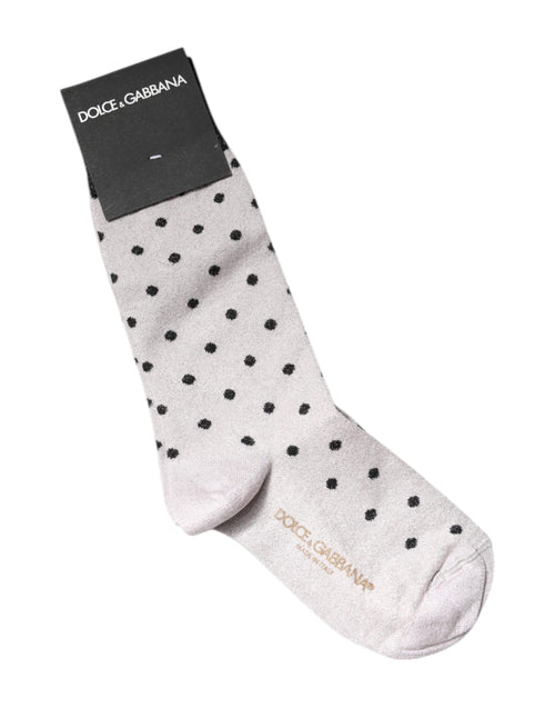 Dolce & Gabbana Gray Viscose Stretch Dotted Socks - ClickThatClicks 