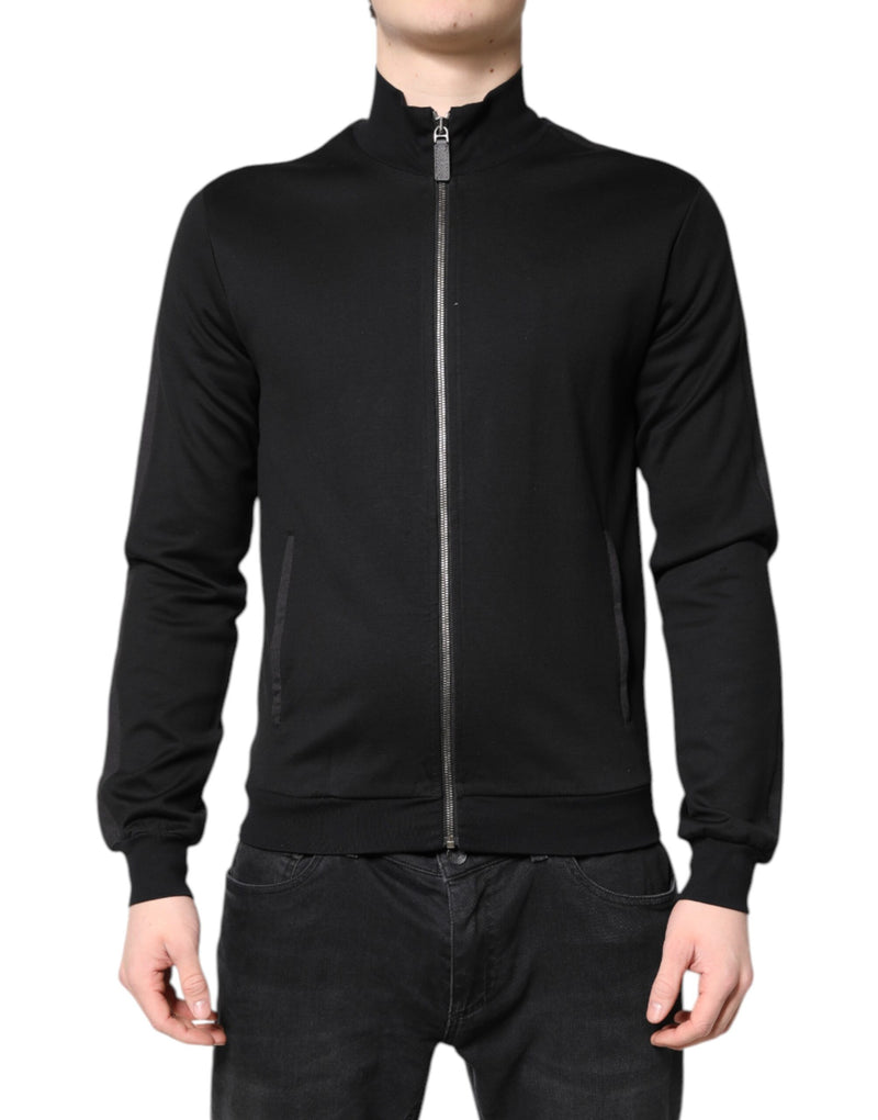 Dolce & Gabbana Black Cotton Logo Full Zip Men Bomber Jacket
