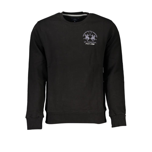 La Martina Black Cotton Men Sweater - ClickThatClicks 