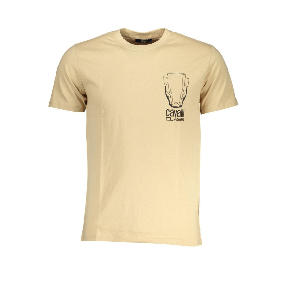 Cavalli Class Beige Cotton Men T-Shirt - ClickThatClicks 