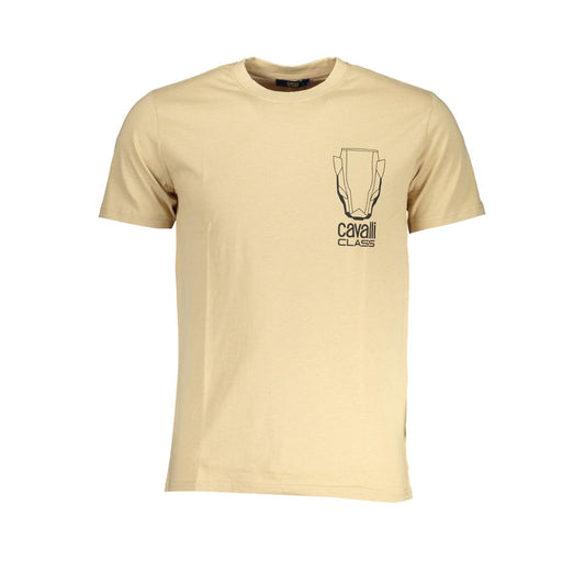 Cavalli Class Beige Cotton Men T-Shirt - ClickThatClicks 
