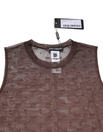 Dolce & Gabbana Brown Nylon See Through Women Sleeveless Tank Top