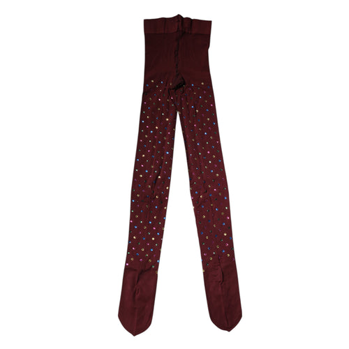 Dolce & Gabbana Maroon Nylon Crystal Embellished Pantyhose Tights - ClickThatClicks 