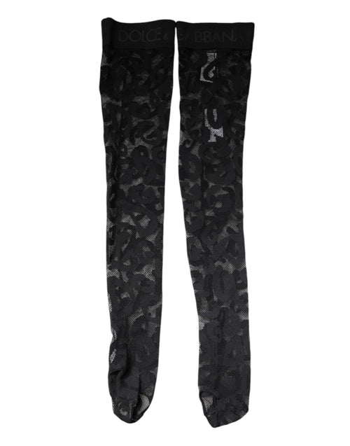 Dolce & Gabbana Black Floral Lace Cotton Stretch Stockings Socks - ClickThatClicks 