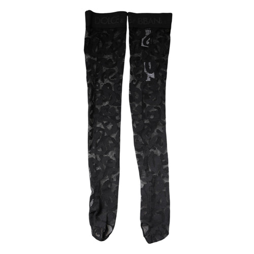 Dolce & Gabbana Black Floral Lace Cotton Stretch Stockings Socks - ClickThatClicks 