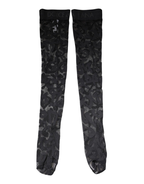 Dolce & Gabbana Black Floral Lace Cotton Stretch Stockings Socks - ClickThatClicks 