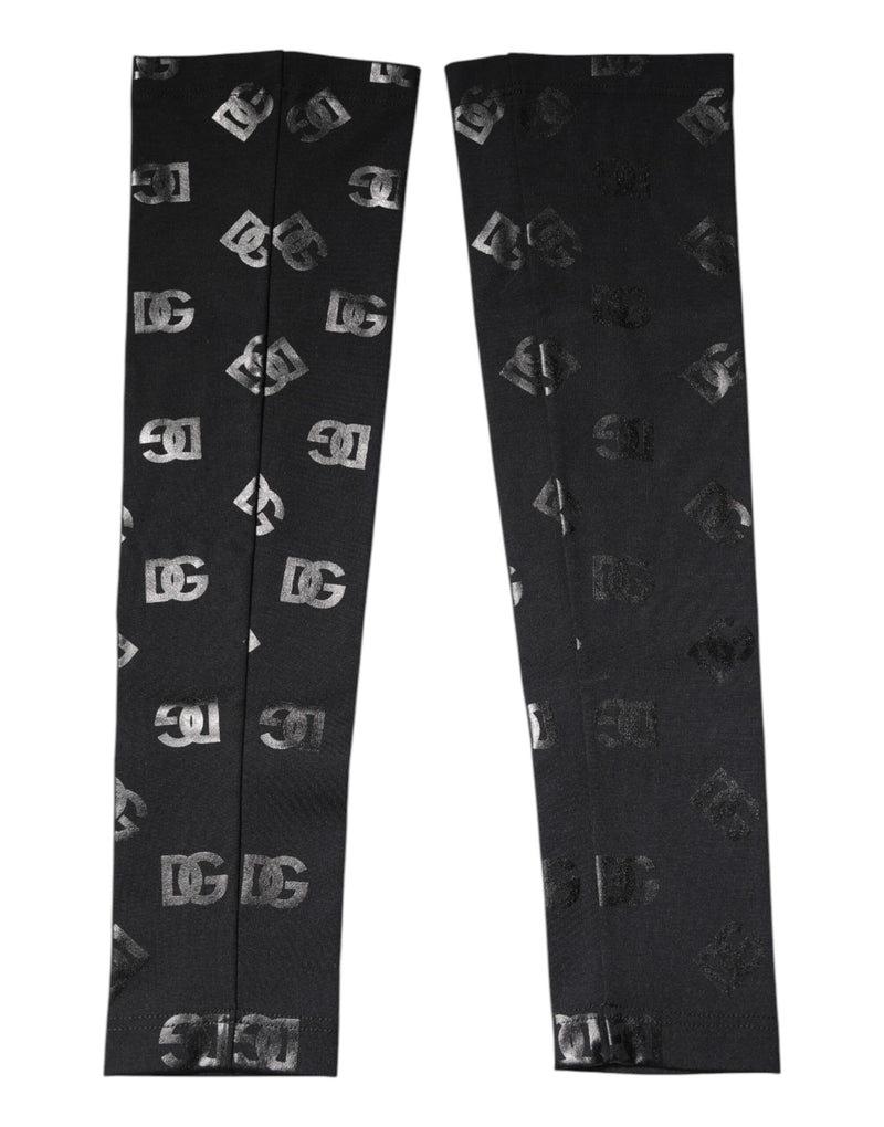 Dolce & Gabbana Black DG Logo Monogram Wool Stretch Arm Sleeves