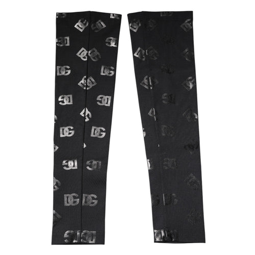 Dolce & Gabbana Black DG Logo Monogram Wool Stretch Arm Sleeves - ClickThatClicks 