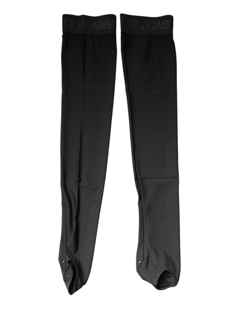 Dolce & Gabbana Black Viscose Stretch Over Calf Stockings Socks