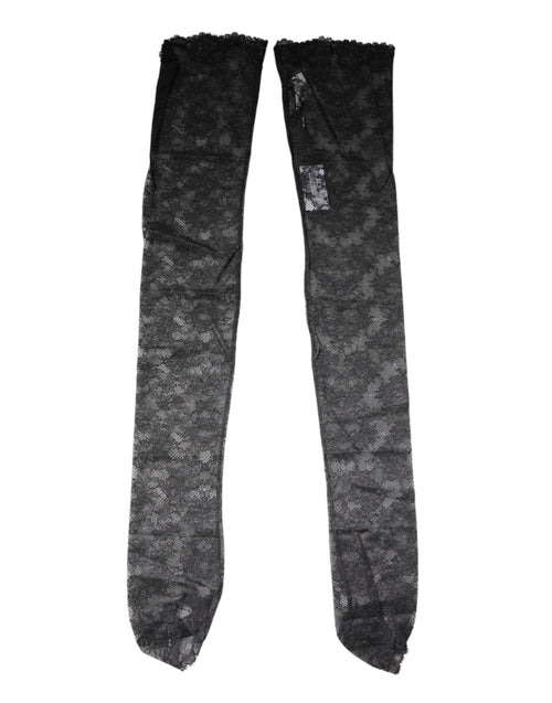 Dolce & Gabbana Black Floral Lace Cotton Stretch Stockings Socks - ClickThatClicks 