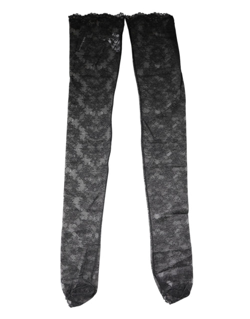 Dolce & Gabbana Black Floral Lace Cotton Stretch Stockings Socks - ClickThatClicks 