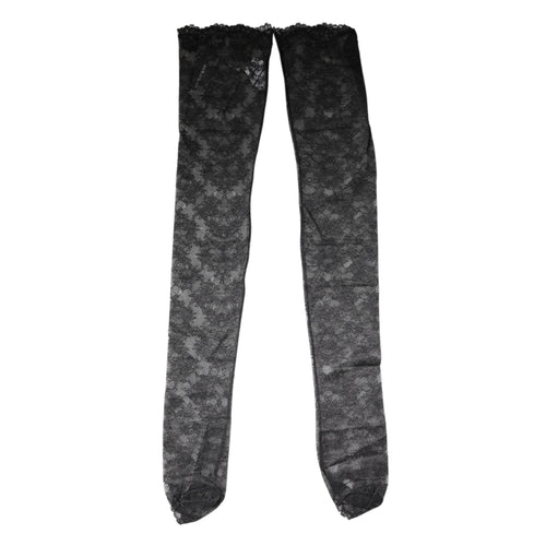 Dolce & Gabbana Black Floral Lace Cotton Stretch Stockings Socks - ClickThatClicks 