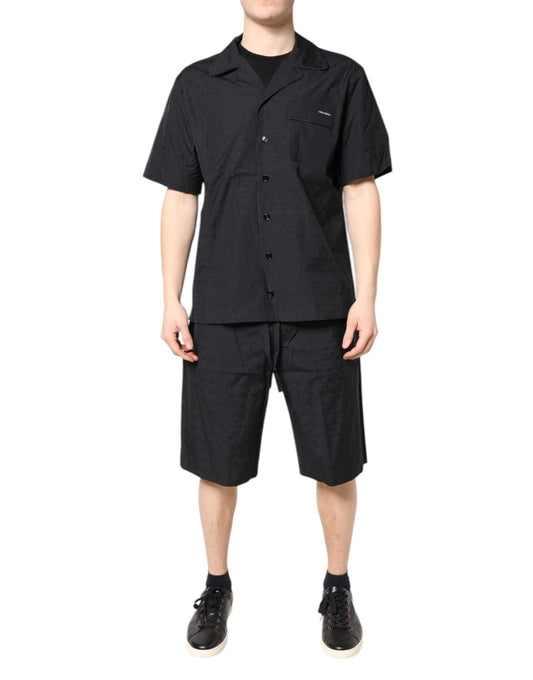 Dolce & Gabbana Black Cotton Men Pajama Set Sleepwear - ClickThatClicks 