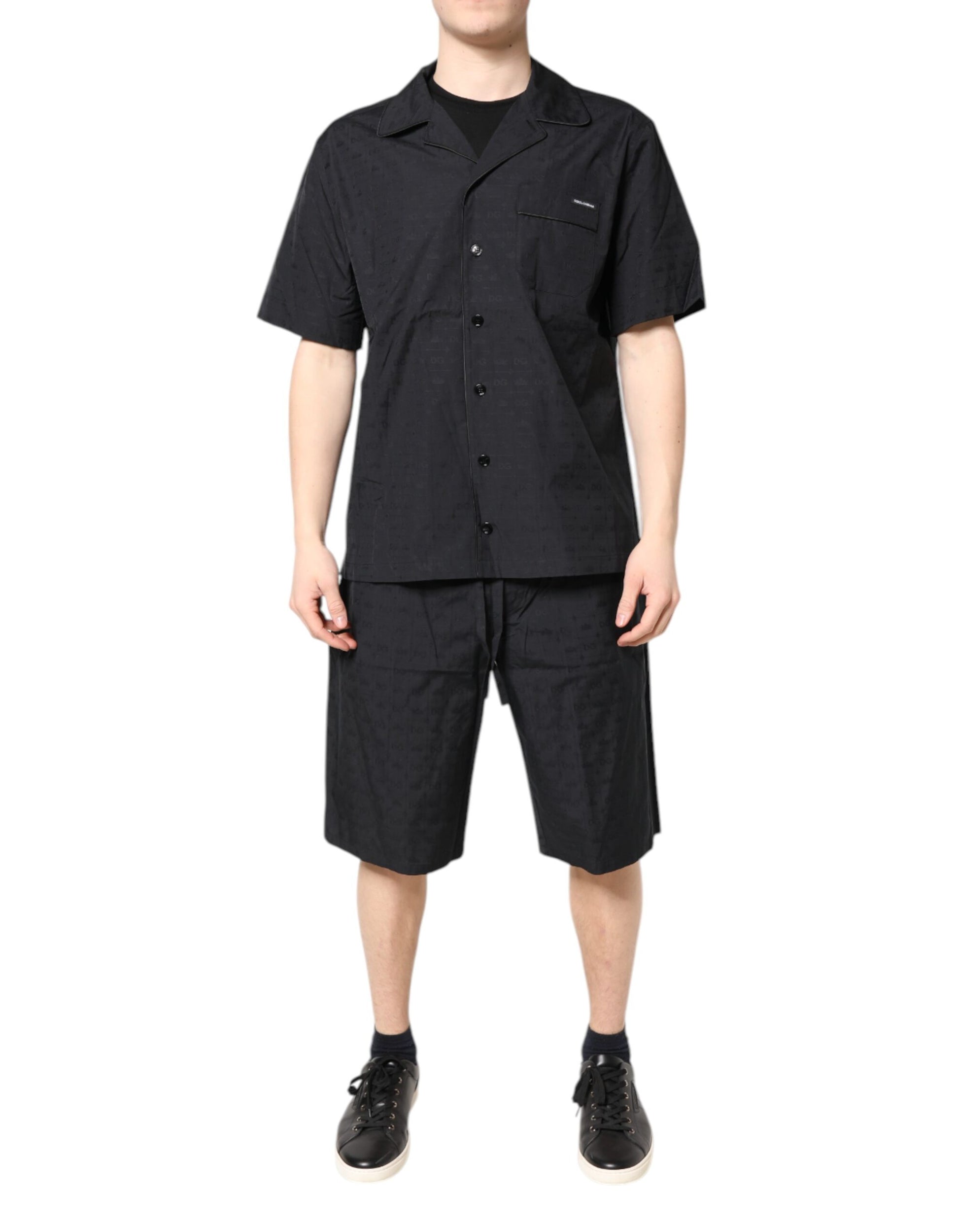 Dolce & Gabbana Black Cotton Men Pajama Set Sleepwear - ClickThatClicks 