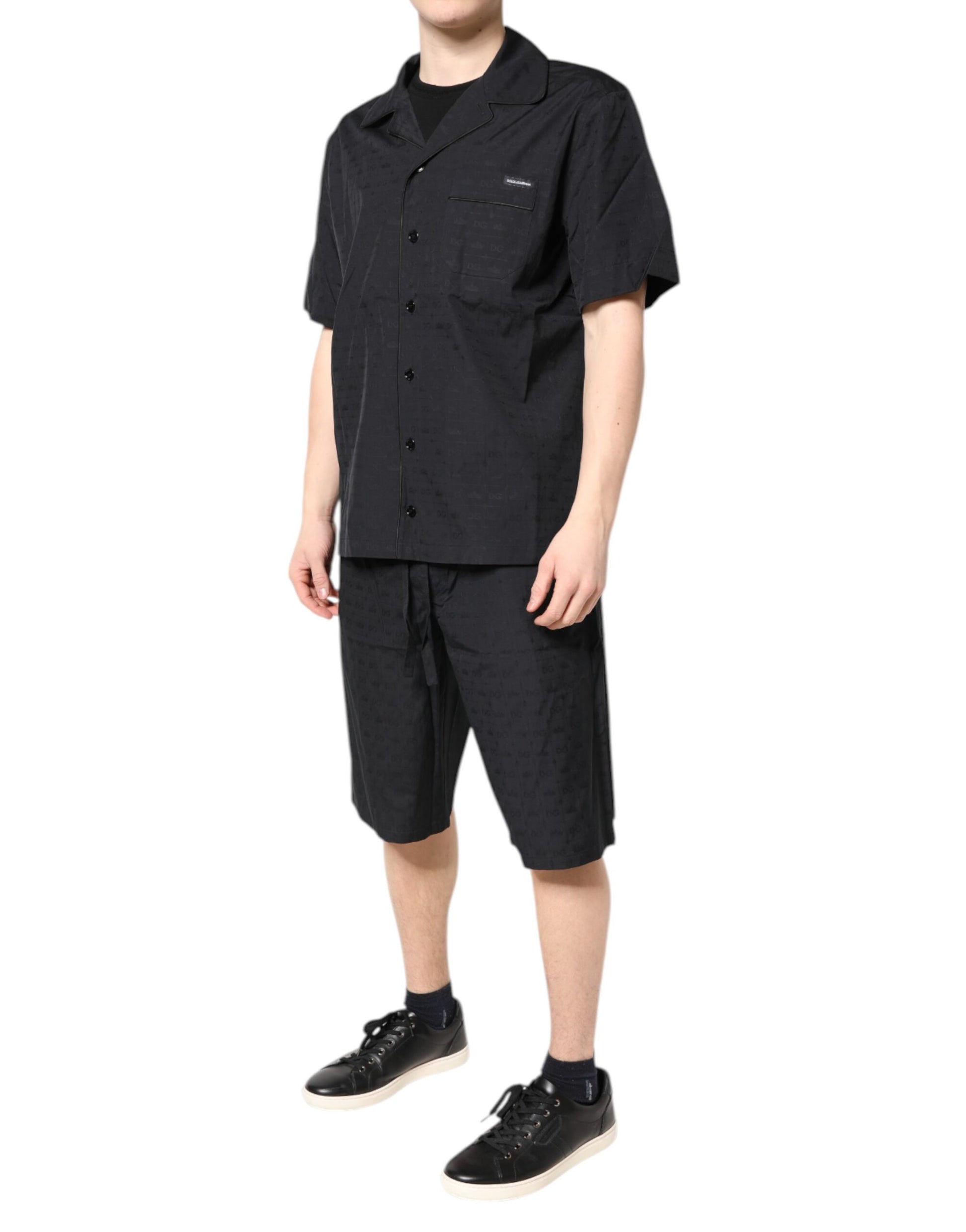 Dolce & Gabbana Black Cotton Men Pajama Set Sleepwear - ClickThatClicks 