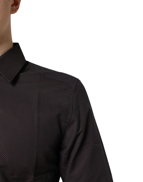 Dolce & Gabbana Maroon Jacquard Cotton GOLD Men Dress Shirt - ClickThatClicks 