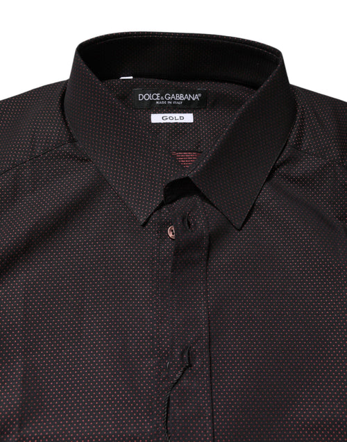 Dolce & Gabbana Maroon Jacquard Cotton GOLD Men Dress Shirt - ClickThatClicks 
