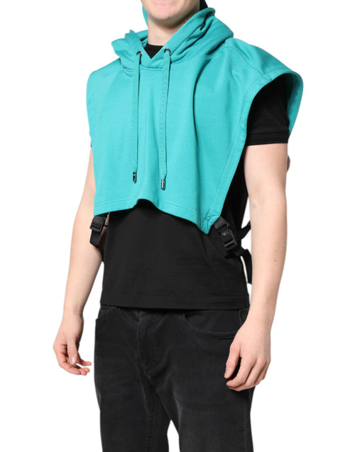 Dolce & Gabbana Green Cotton Hooded Men Sportswear Vest Sweater - ClickThatClicks 
